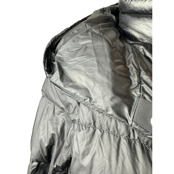 Athleta Lofty Down Coat Goose Down Black Puffer Hooded Puffy Long Coat Medium - Picture 16 of 16